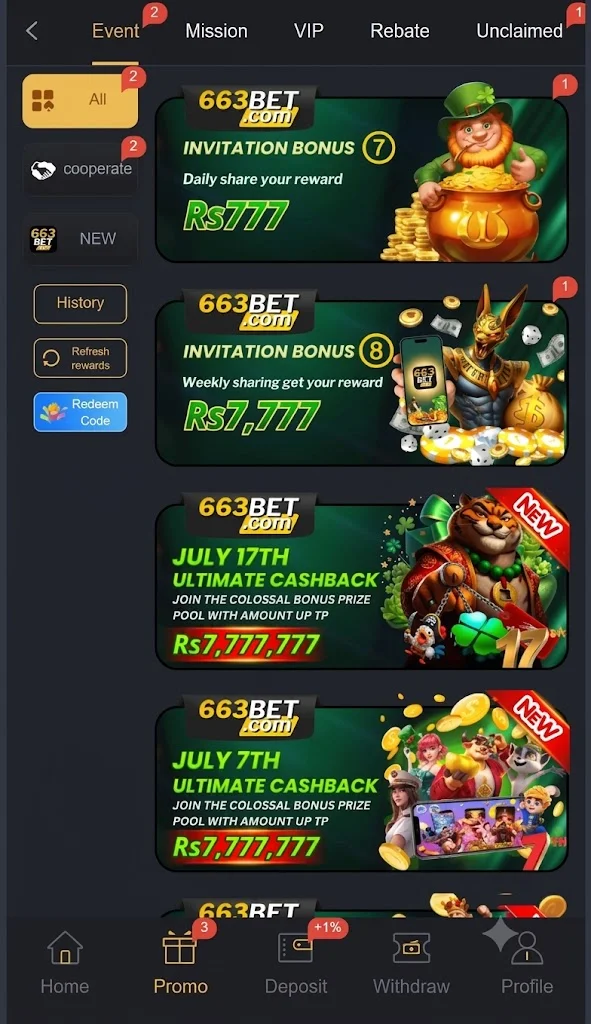 Bet663 register APK Bonuses and Rewards