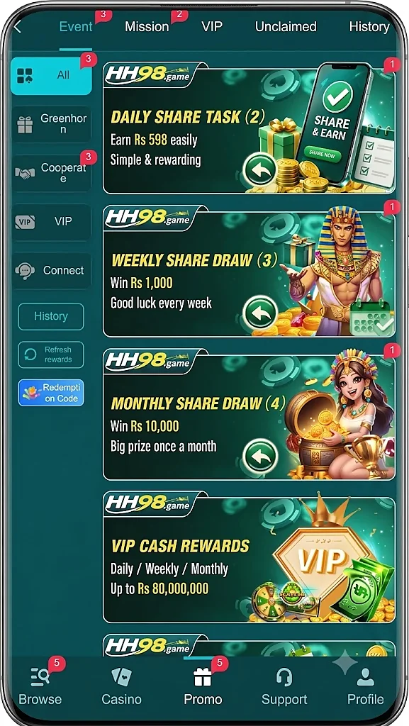 H98 APK Bonuses