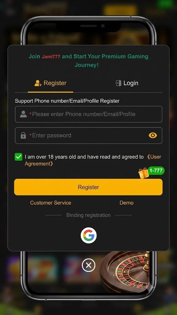Jami 777 APK register