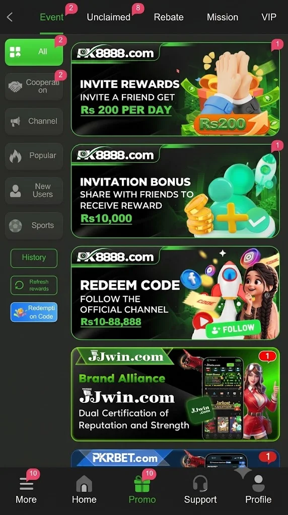 K888 Bonuses and rewards