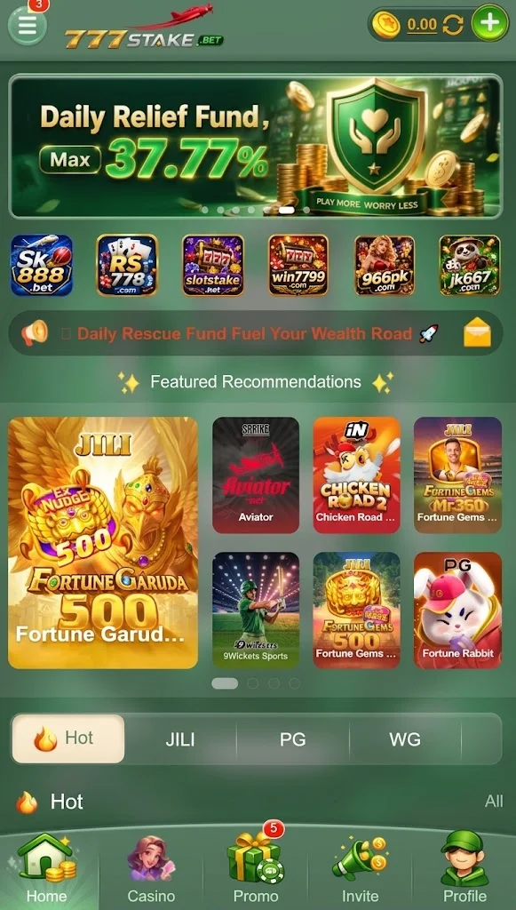 777Stake APK Home-Screen