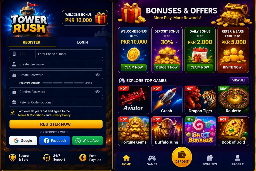 Tower Rash apk Register-account