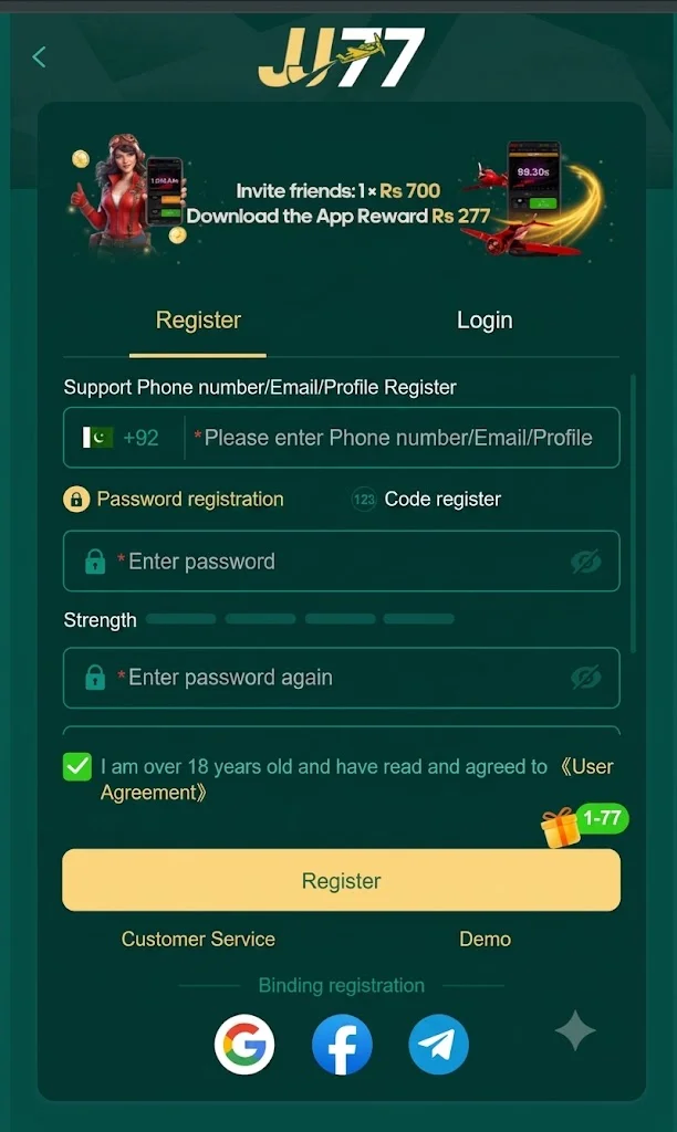 jj77 Game Registeration